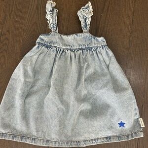 Denim Kids Dress with Blue Star Accent